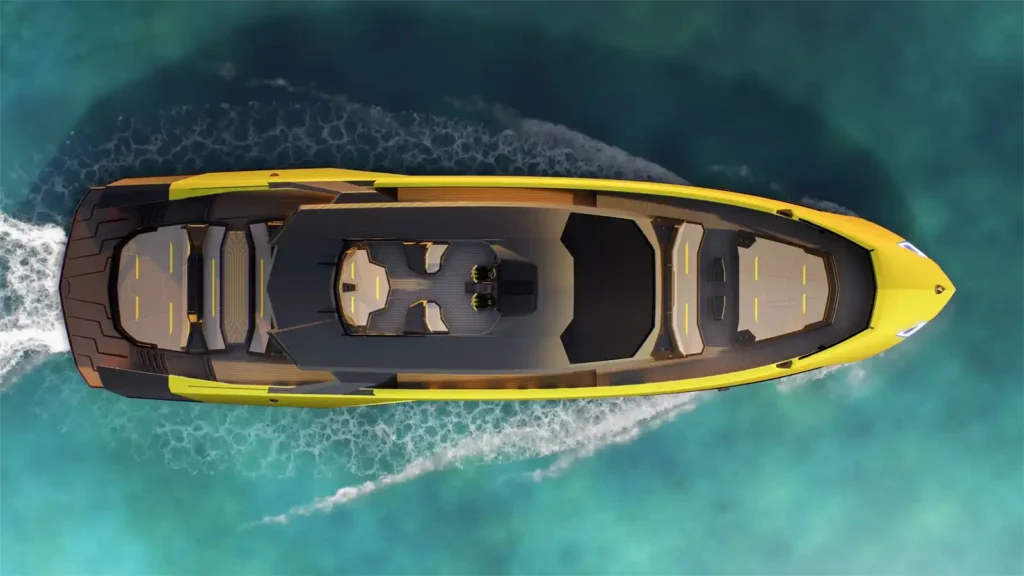 Blick aus der Vogelperspektive auf die Lamborghini 101FT mit ihren 7.600 Pferdestärken