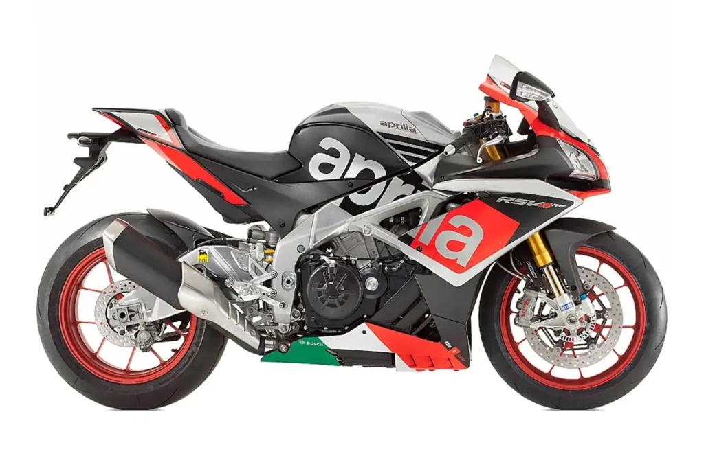 Mit 201 PS und einer Höchstgeschwindigkeit von 305 km/h treibt der V4-Motor die Aprilia RSV4 in die Riege der schnellsten Bikes